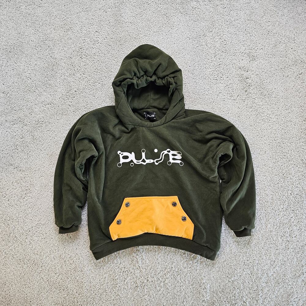 Pulse Designer No Brand Heavyweight Hoodie Y2K Supreme GUC Large Green RARE USA
